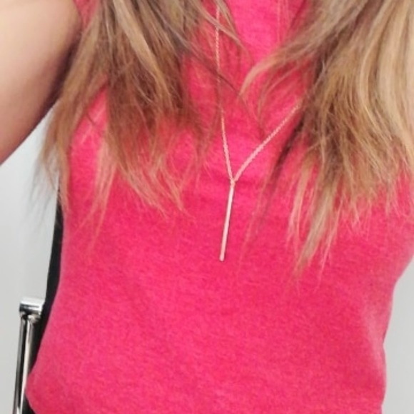 LAST ONE! Silver long chain necklace w/ bar charm - Picture 3 of 6